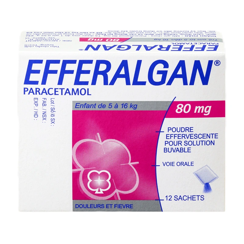 Bột sủi Efferalgan 80mg giúp giảm đau, hạ sốt hộp 12 gói - 2